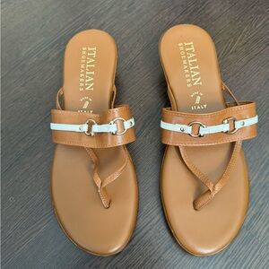 Italian Shoemakers Tan and White Sandals